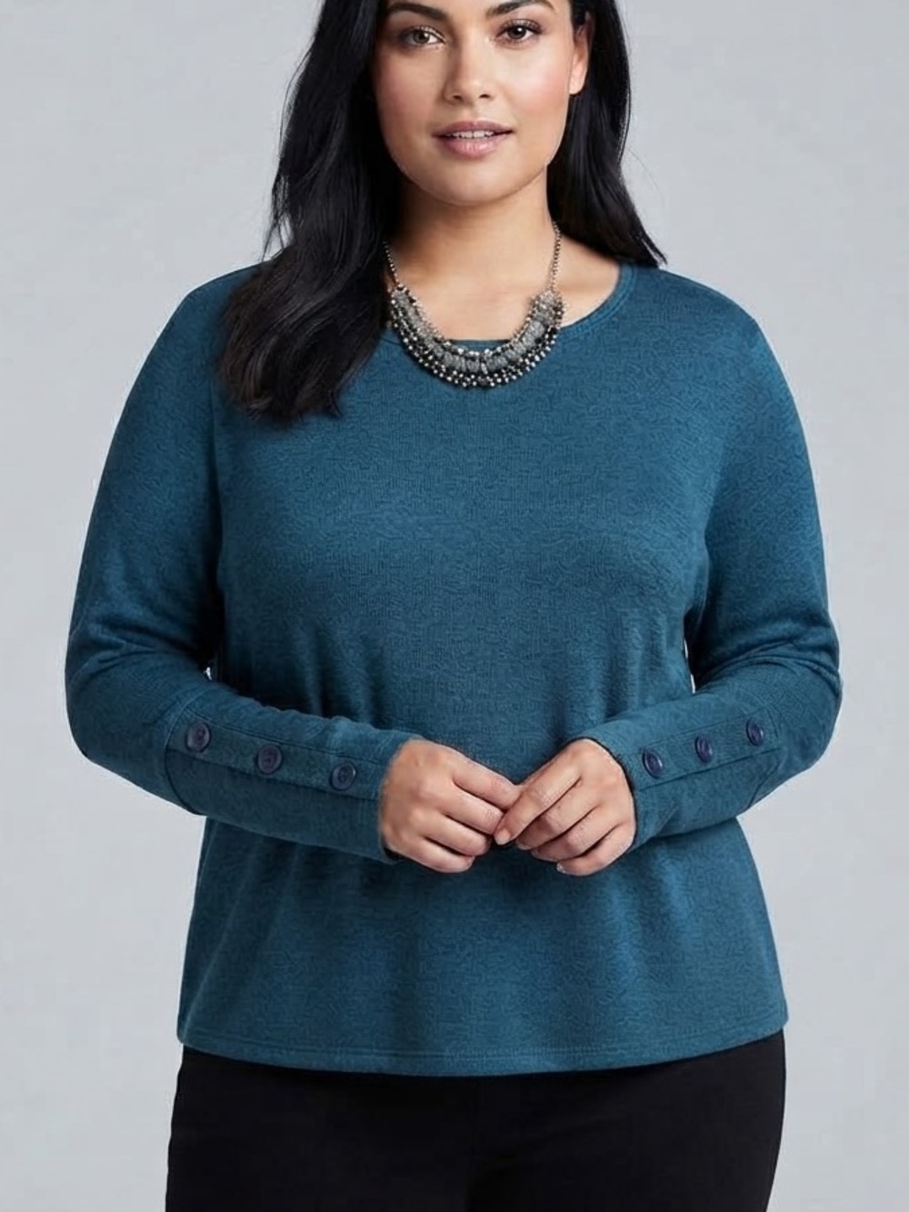 😍CLEARANCE Relaxed Teal Women's Sweater Lightweight Long Sleeve Buttons size XL